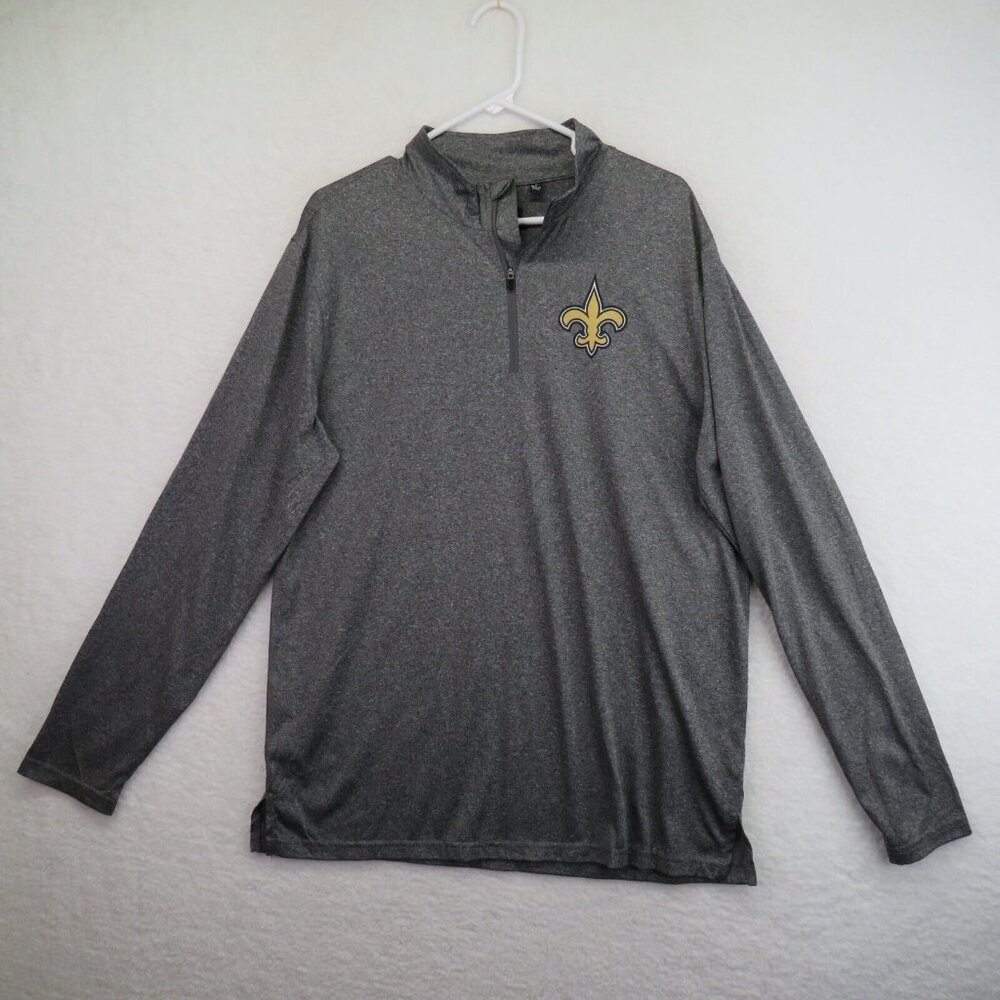 NFL Team Apparel Shirt Adult Large New Orleans Saints Gray 1/4 Zip Pullover